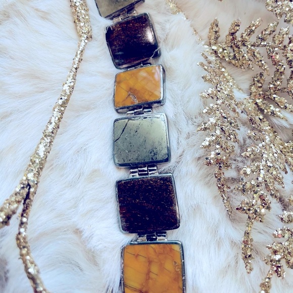 Sterling Silver Jasper Natural Stone Silpada Bracelet - Picture 4 of 6